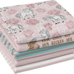 5-tlg. Stoffpaket Jersey Pferde