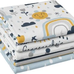 5-tlg. Stoffpaket Jersey Sonnenschein Regen (Blau)