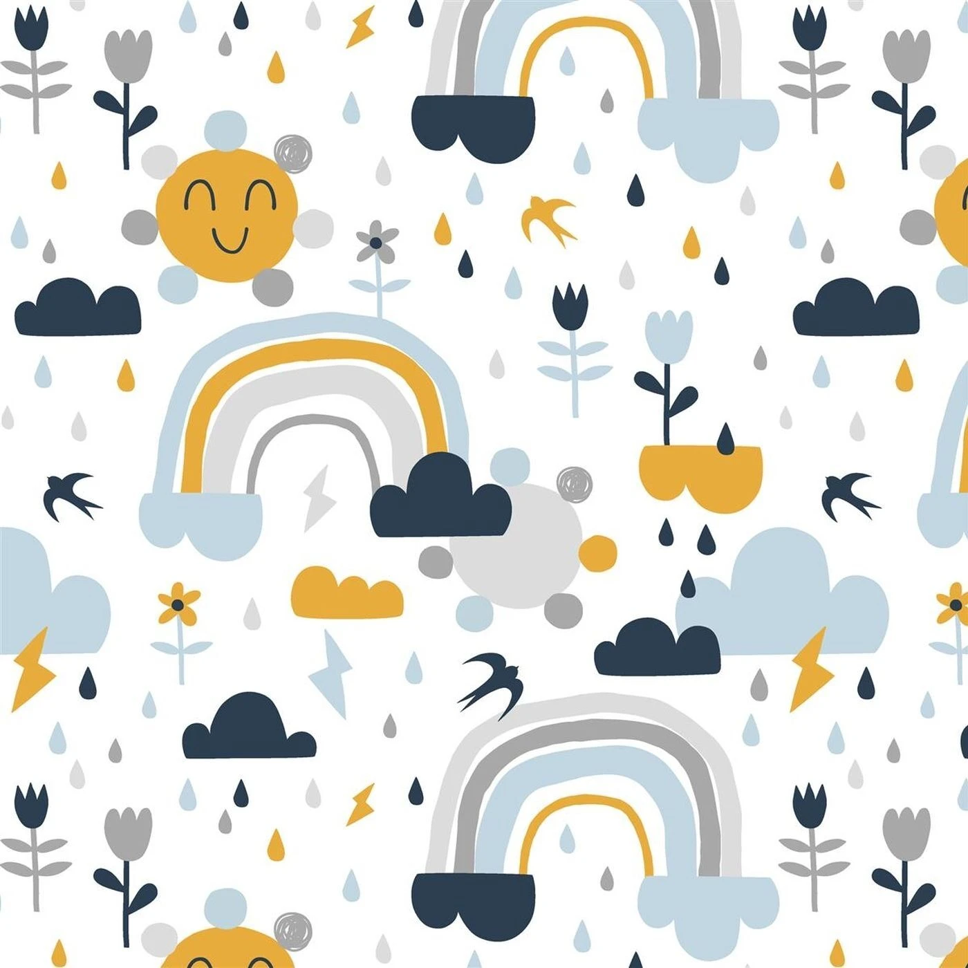 5-tlg. Stoffpaket Jersey Sonnenschein Regen (Blau) 4 5-tlg. Stoffpaket Jersey Sonnenschein Regen (Blau) – Bild 2