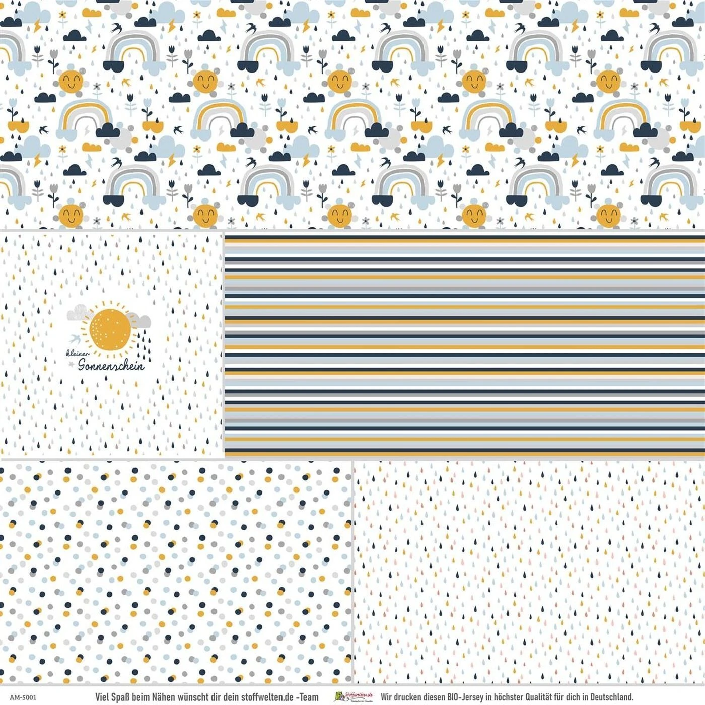 5-tlg. Stoffpaket Jersey Sonnenschein Regen (Blau) 9 5-tlg. Stoffpaket Jersey Sonnenschein Regen (Blau) – Bild 7