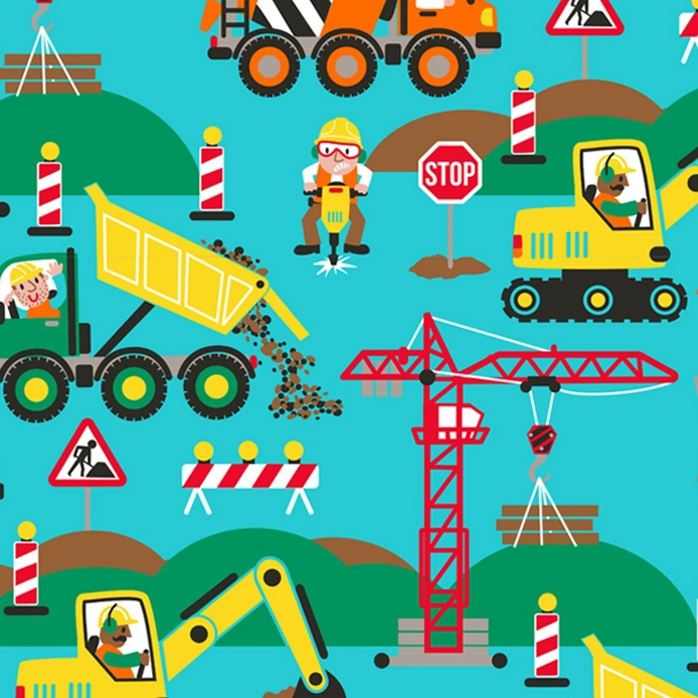 Bio-Jersey, At Work- Baustelle, Türkis, Exklusiv Bei Uns 2 Bio-Jersey, At Work- Baustelle, Türkis, Exklusiv Bei Uns