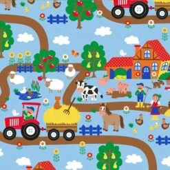 Bio-Jersey, Bauernhof Auf Blau, Exklusiv Bei Uns