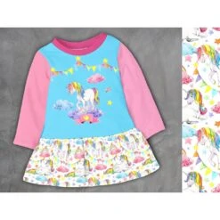 Bio-Jersey, Einhörner 6. Mottotag Kombi-Stoff, Uni Rosa -STOFFWELTEN Verkäufe bio jersey einhoerner 6 mottotag kombi stoff uni rosa4