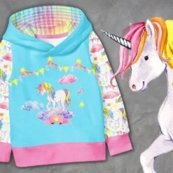 Bio-Jersey, Einhörner 6. Mottotag Kombi-Stoff, Uni Rosa -STOFFWELTEN Verkäufe bio jersey einhoerner 6 mottotag kombi stoff uni rosa6