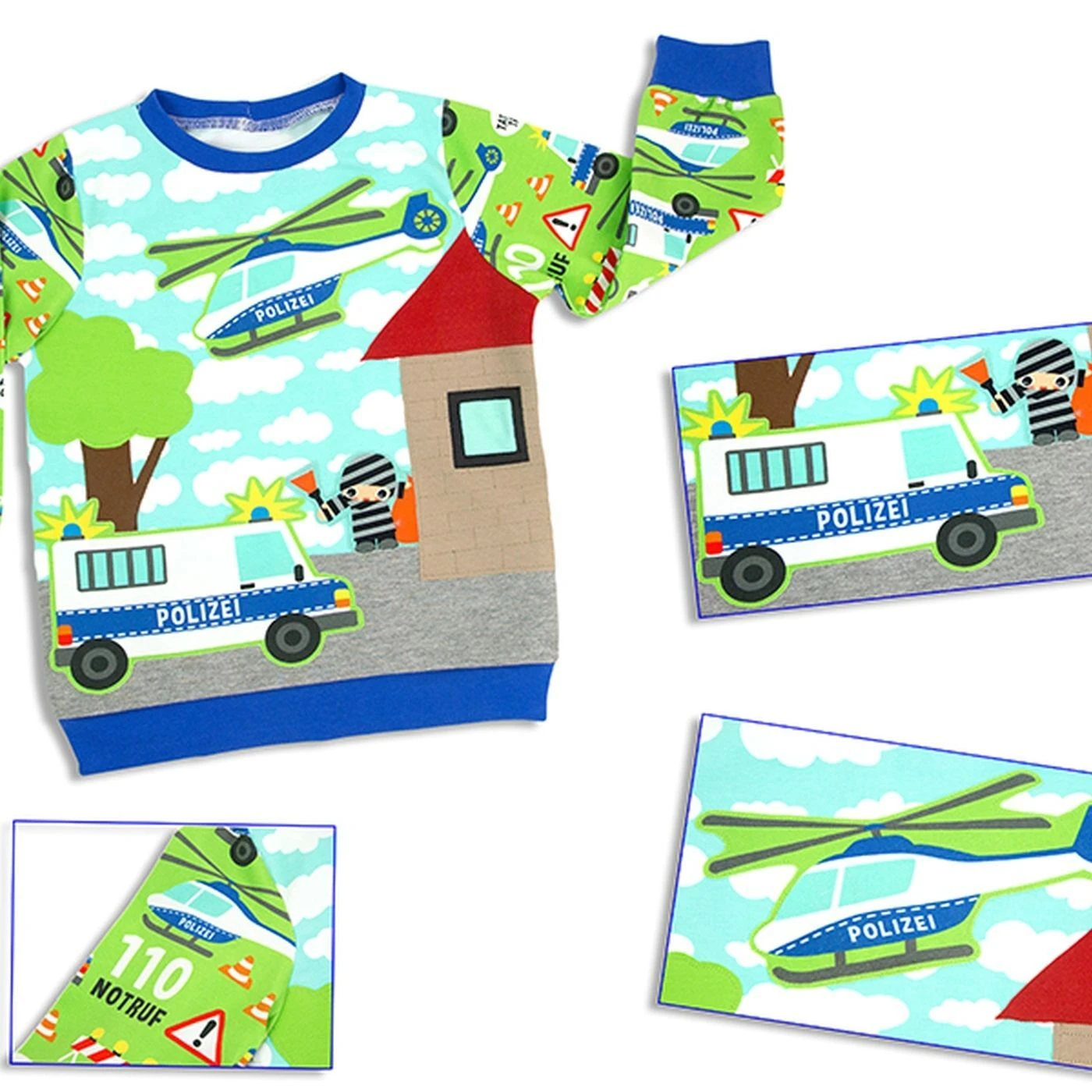 Bio-Jersey, Polizei 110 - Grau Melange, Exklusiv Bei Uns 5 Bio-Jersey, Polizei 110 - Grau Melange, Exklusiv Bei Uns – Bild 3