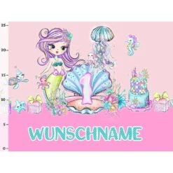 Bio-Jersey WUNSCHNAME Panel + Kombistoff 1. Geburtstag Mermaid Party - Meerjungfrauen, 2 In 1 -STOFFWELTEN Verkäufe bio jersey wunschname panel kombistoff 1 geburtstag mermaid party meerjungfrauen 2 in 12