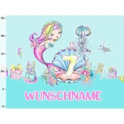 Titelseite -STOFFWELTEN Verkäufe bio jersey wunschname panel kombistoff 7 geburtstag mermaid party meerjungfrauen 2 in 12