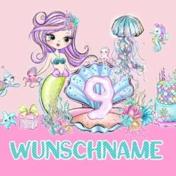 Titelseite -STOFFWELTEN Verkäufe bio jersey wunschname panel kombistoff 9 geburtstag mermaid party meerjungfrauen 2 in 12
