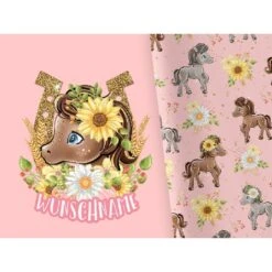 Bio-Jersey WUNSCHNAME Panel + Kombistoff Beautiful Farmlife Rosa, 2 In 1