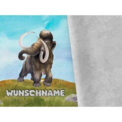 Bio-Jersey WUNSCHNAME Panel + Kombistoff Eiszeit, Mammut, Girls, 2 In 1