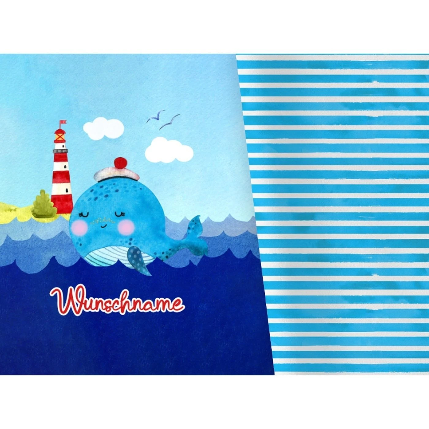 Bio-Jersey WUNSCHNAME Panel + Kombistoff Freunde Der See, Leuchtturm, 2 In 1 3 Bio-Jersey WUNSCHNAME Panel + Kombistoff Freunde Der See, Leuchtturm, 2 In 1