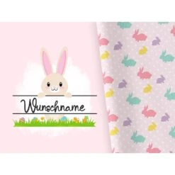 Bio-Jersey WUNSCHNAME Panel + Kombistoff Funny Bunny, Girls, 2 In 1