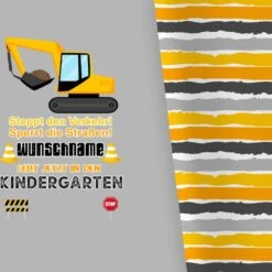 Titelseite 50 Bio-Jersey WUNSCHNAME Panel + Kombistoff KITA Spezial, Bagger, 2 In 1