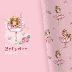 Bio-Jersey WUNSCHNAME Panel + Kombistoff KITA Spezial, Ballerina, 2 In 1