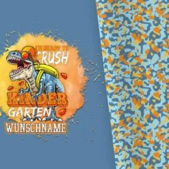 Bio-Jersey WUNSCHNAME Panel + Kombistoff KITA Spezial, Crush Blau, 2 In 1