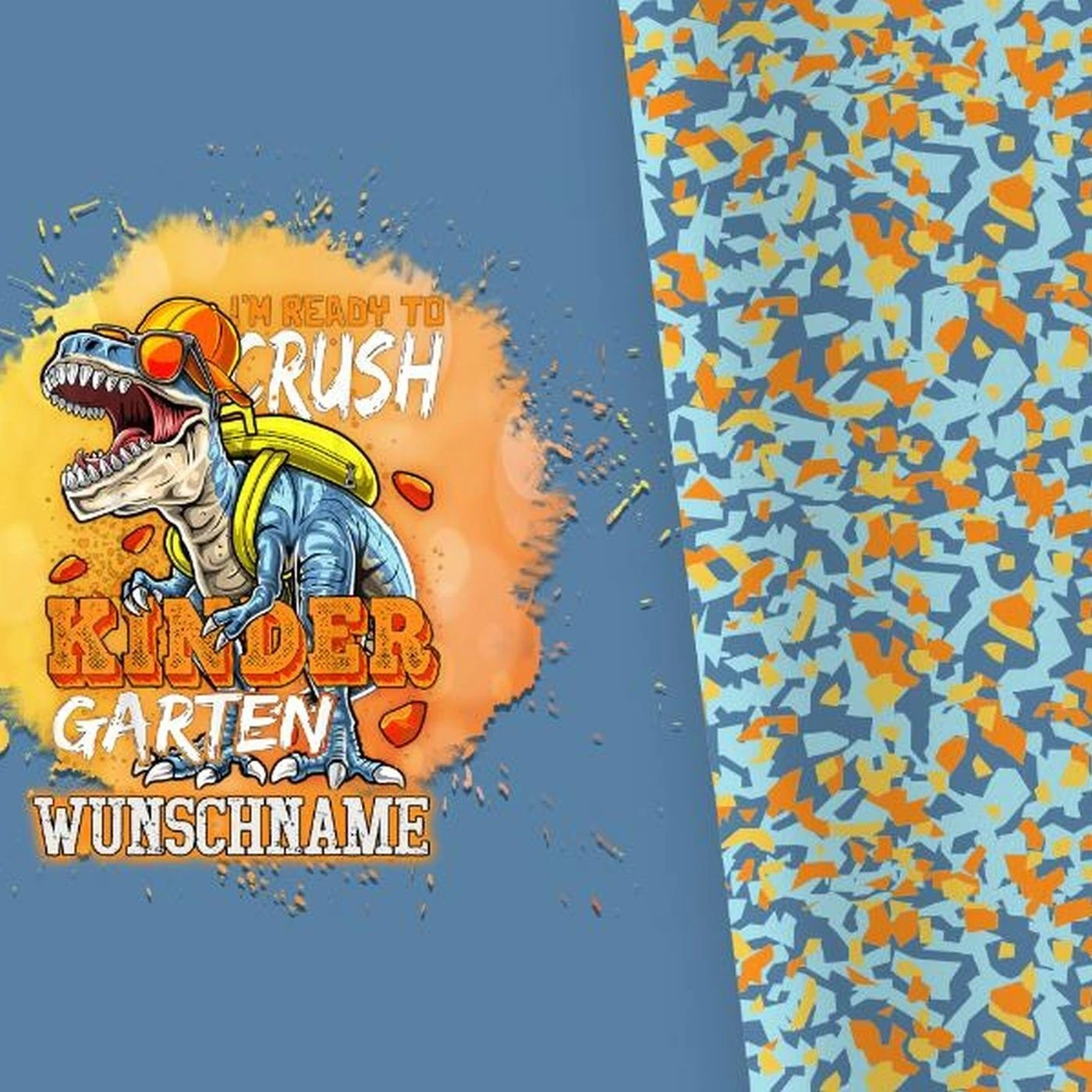 Bio-Jersey WUNSCHNAME Panel + Kombistoff KITA Spezial, Crush Blau, 2 In 1 3 Bio-Jersey WUNSCHNAME Panel + Kombistoff KITA Spezial, Crush Blau, 2 In 1