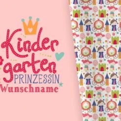 Bio-Jersey WUNSCHNAME Panel + Kombistoff KITA Spezial, Prinzessin, 2 In 1