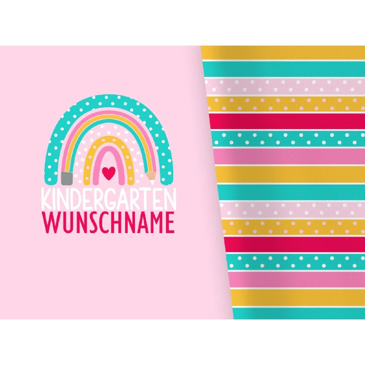 Bio-Jersey WUNSCHNAME Panel + Kombistoff KITA Spezial, Regenbogen, 2 In 1 3 Bio-Jersey WUNSCHNAME Panel + Kombistoff KITA Spezial, Regenbogen, 2 In 1