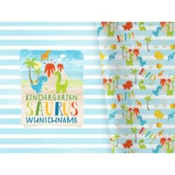 Bio-Jersey WUNSCHNAME Panel + Kombistoff KITA Spezial, Saurus, 2 In 1