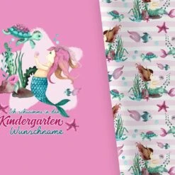 Bio-Jersey WUNSCHNAME Panel + Kombistoff KITA Spezial, Schwimmen, 2 In 1