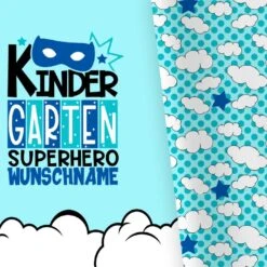 Bio-Jersey WUNSCHNAME Panel + Kombistoff KITA Spezial, Superhero, 2 In 1