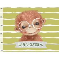 Titelseite -STOFFWELTEN Verkäufe bio jersey wunschname panel kombistoff smiling friends aeffchen gruen 2 in 12