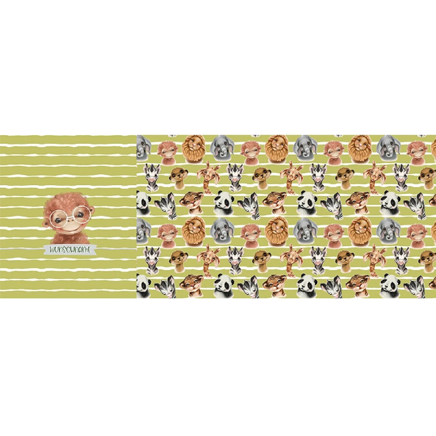 Bio-Jersey WUNSCHNAME Panel + Kombistoff Smiling Friends, Äffchen Grün, 2 In 1 5 Bio-Jersey WUNSCHNAME Panel + Kombistoff Smiling Friends, Äffchen Grün, 2 In 1 – Bild 3