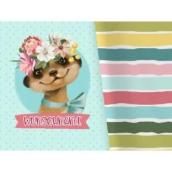 Bio-Jersey WUNSCHNAME Panel + Kombistoff Smiling Friends, Faulter Türkis, 2 In 1