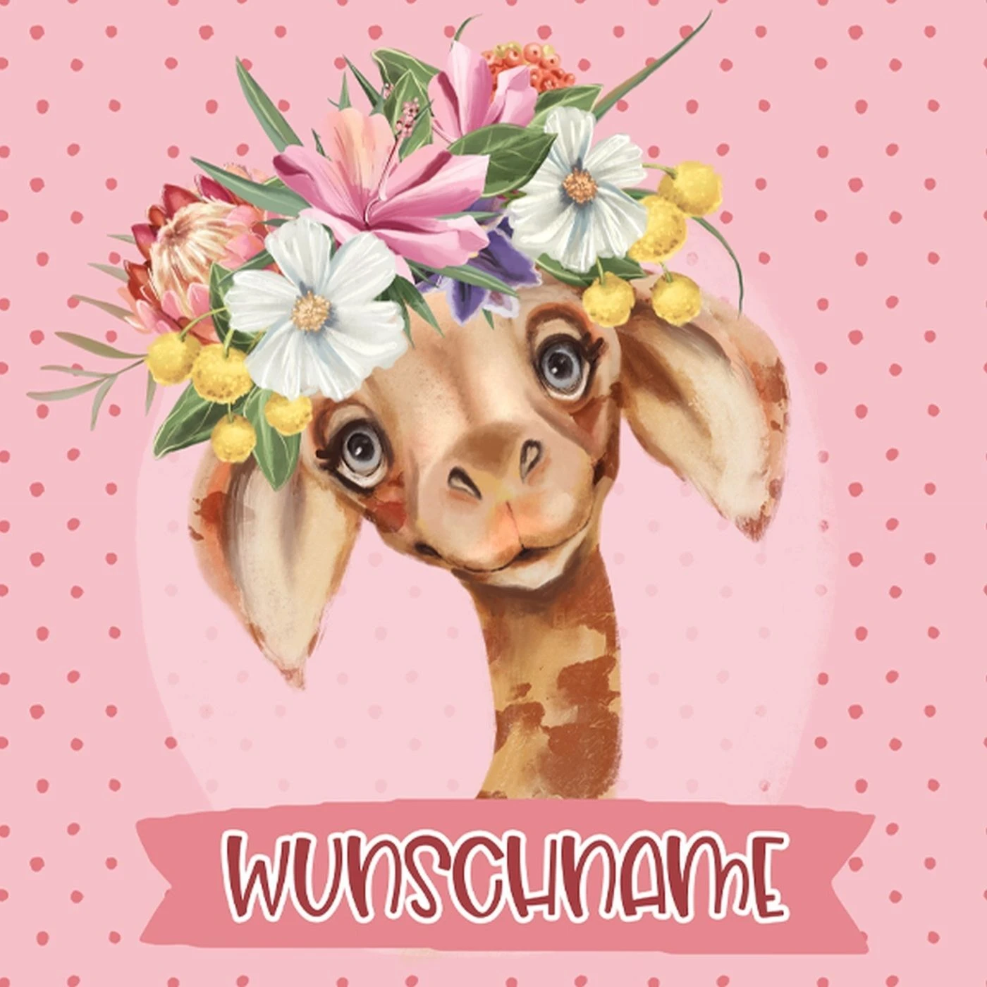 Bio-Jersey WUNSCHNAME Panel + Kombistoff Smiling Friends, Giraffe Rosa, 2 In 1 4 Bio-Jersey WUNSCHNAME Panel + Kombistoff Smiling Friends, Giraffe Rosa, 2 In 1 – Bild 2