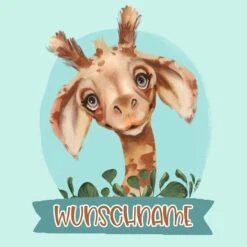 Titelseite -STOFFWELTEN Verkäufe bio jersey wunschname panel kombistoff smiling friends giraffe tuerkis 2 in 12