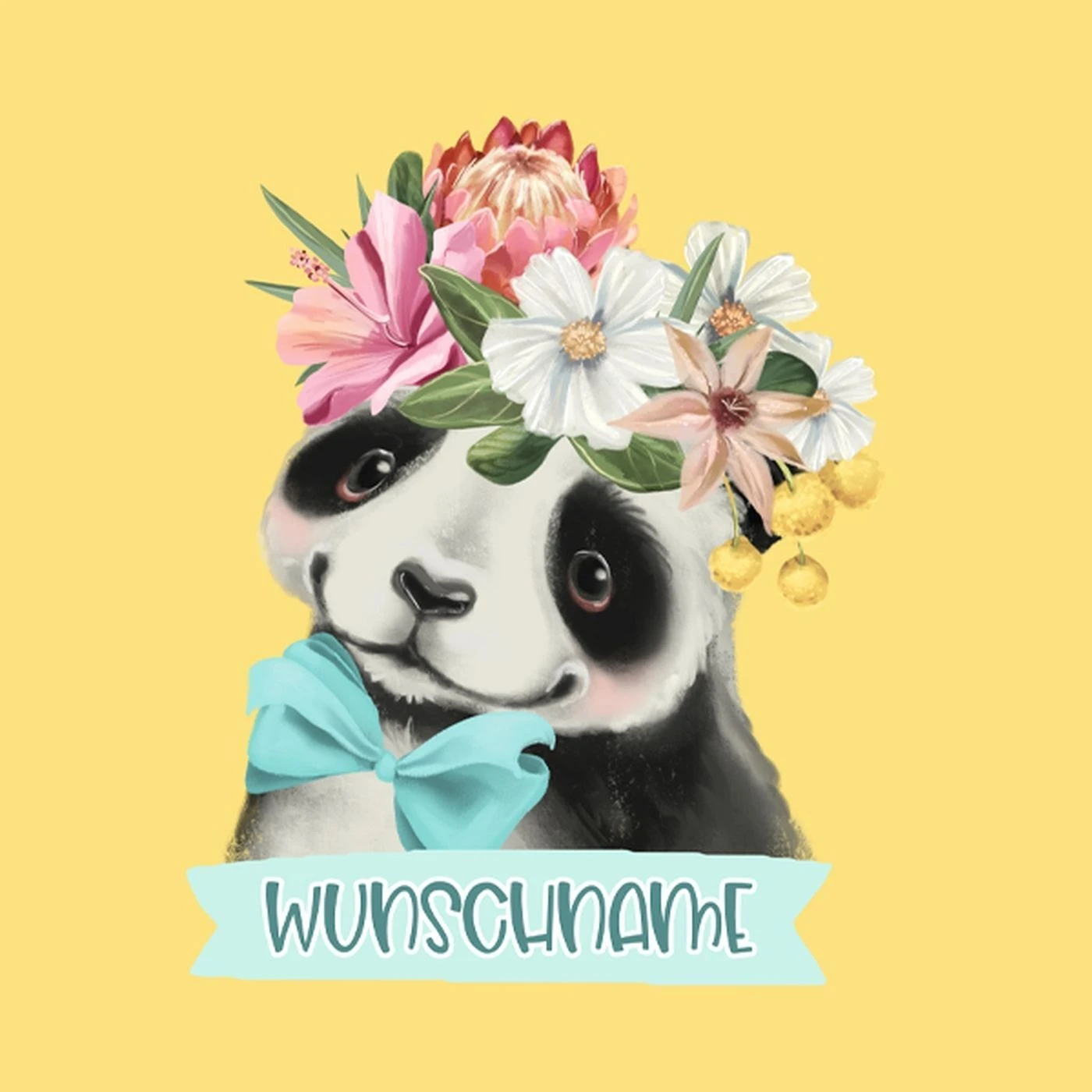 Bio-Jersey WUNSCHNAME Panel + Kombistoff Smiling Friends, Panda Gelb, 2 In 1 4 Bio-Jersey WUNSCHNAME Panel + Kombistoff Smiling Friends, Panda Gelb, 2 In 1 – Bild 2