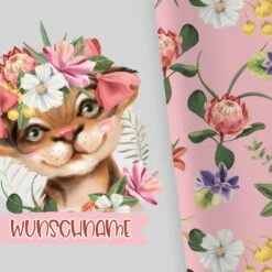 Titelseite 19 Bio-Jersey WUNSCHNAME Panel + Kombistoff Smiling Friends, Tiger Grau, 2 In 1