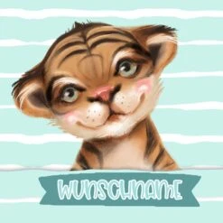 Titelseite -STOFFWELTEN Verkäufe bio jersey wunschname panel kombistoff smiling friends tiger tuerkis 2 in 12