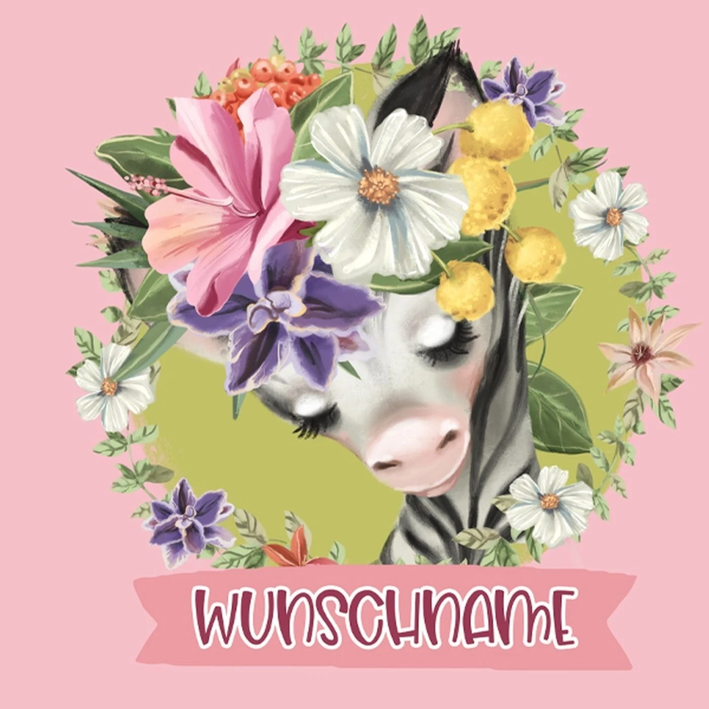 Bio-Jersey WUNSCHNAME Panel + Kombistoff Smiling Friends, Zebra Rosa, 2 In 1 4 Bio-Jersey WUNSCHNAME Panel + Kombistoff Smiling Friends, Zebra Rosa, 2 In 1 – Bild 2