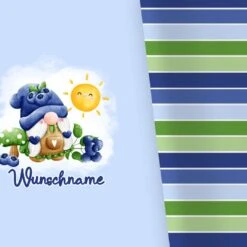 Bio-Jersey WUNSCHNAME Panel + Kombistoff Süße Früchtchen, Blaubeeren, 2 In 1