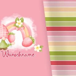 Bio-Jersey WUNSCHNAME Panel + Kombistoff Süße Früchtchen, Regenbogen, 2 In 1