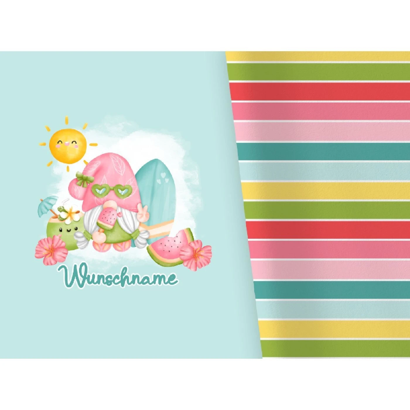 Bio-Jersey WUNSCHNAME Panel + Kombistoff Süße Früchtchen, Surfer, 2 In 1 3 Bio-Jersey WUNSCHNAME Panel + Kombistoff Süße Früchtchen, Surfer, 2 In 1