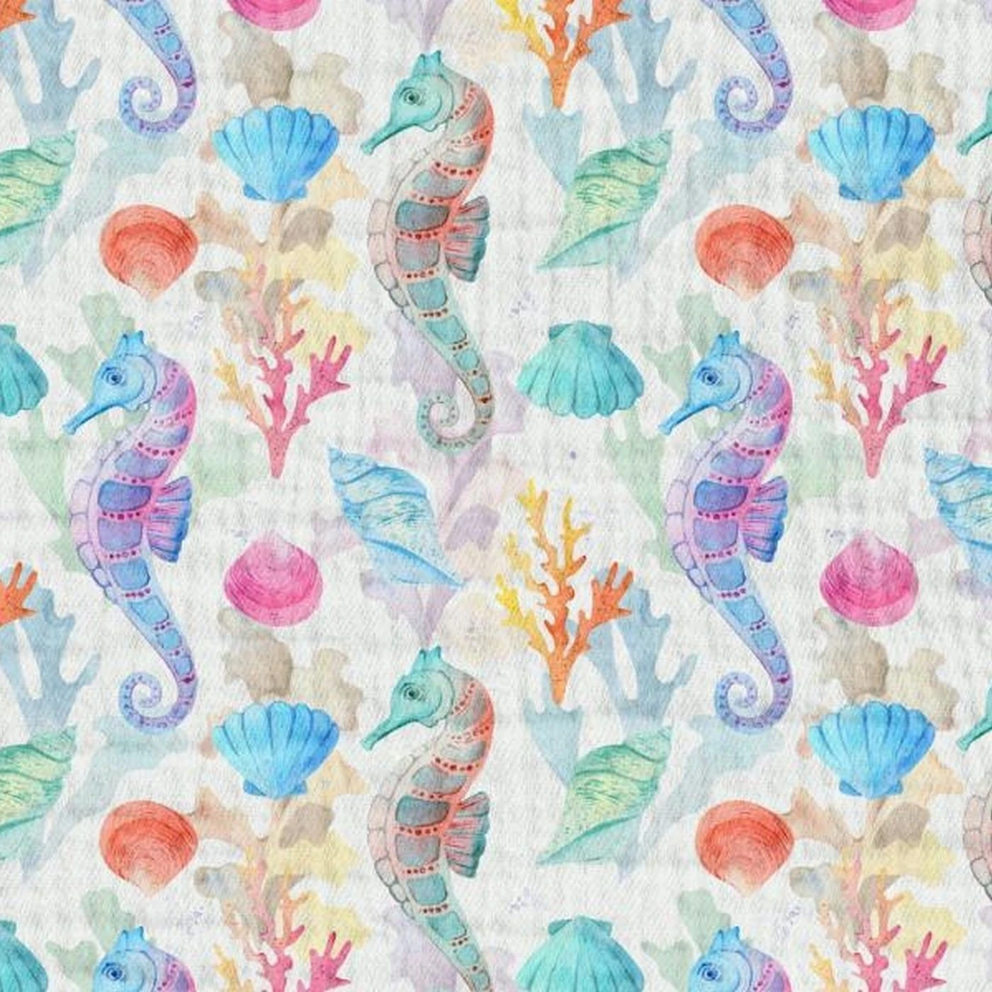 Musselin Seepferdchen Bunt 3 Musselin Seepferdchen Bunt