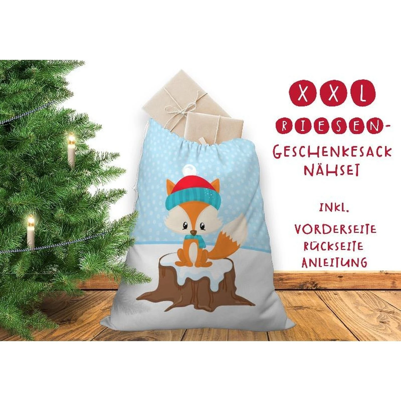 Nähset XXL Riesen Geschenke-Sack Fuchs, Canvas 3 Nähset XXL Riesen Geschenke-Sack Fuchs, Canvas