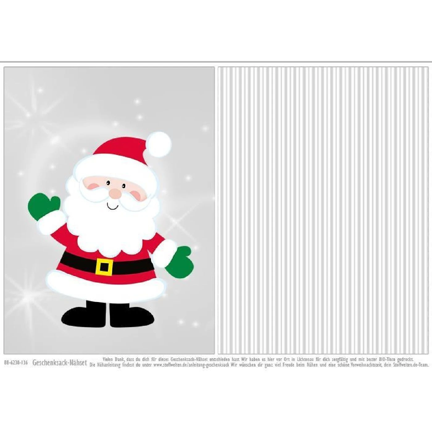 Nähset XXL Riesen Geschenke-Sack Weihnachtsmann, Canvas 4 Nähset XXL Riesen Geschenke-Sack Weihnachtsmann, Canvas – Bild 2