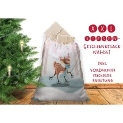 Nähset XXL Riesen Geschenke-Sack, Winterspaß Eislaufen, Canvas