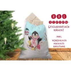 Nähset XXL Riesen Geschenke-Sack, Winterspaß Schlitten, Canvas