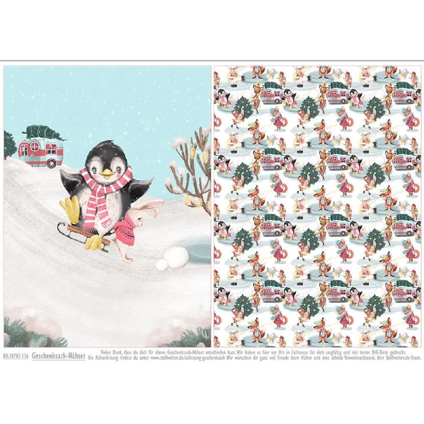 Nähset XXL Riesen Geschenke-Sack, Winterspaß Schlitten, Canvas 3 Nähset XXL Riesen Geschenke-Sack, Winterspaß Schlitten, Canvas – Bild 2
