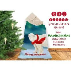 Nähset XXL Riesen WUNSCHNAME Geschenke-Sack Eisbär, Canvas