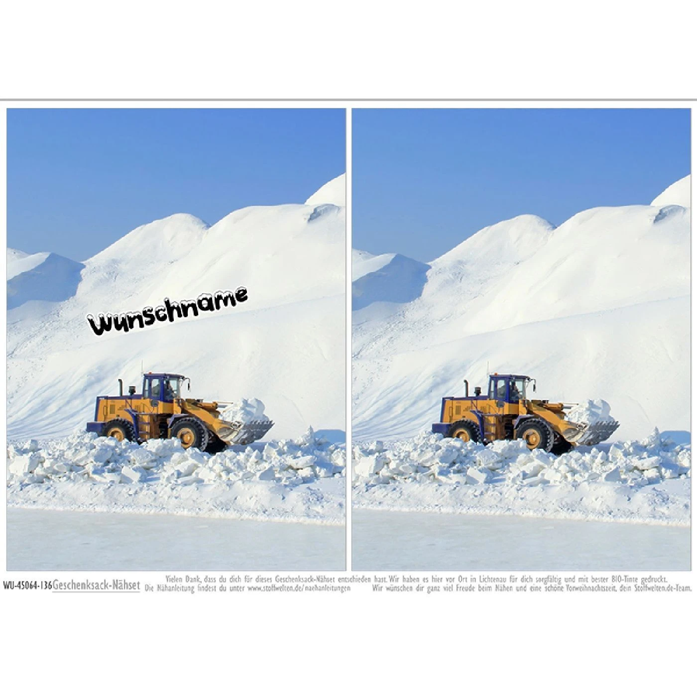 Nähset XXL Riesen WUNSCHNAME Geschenke-Sack Räumfahrzeug, Canvas 4 Nähset XXL Riesen WUNSCHNAME Geschenke-Sack Räumfahrzeug, Canvas – Bild 2