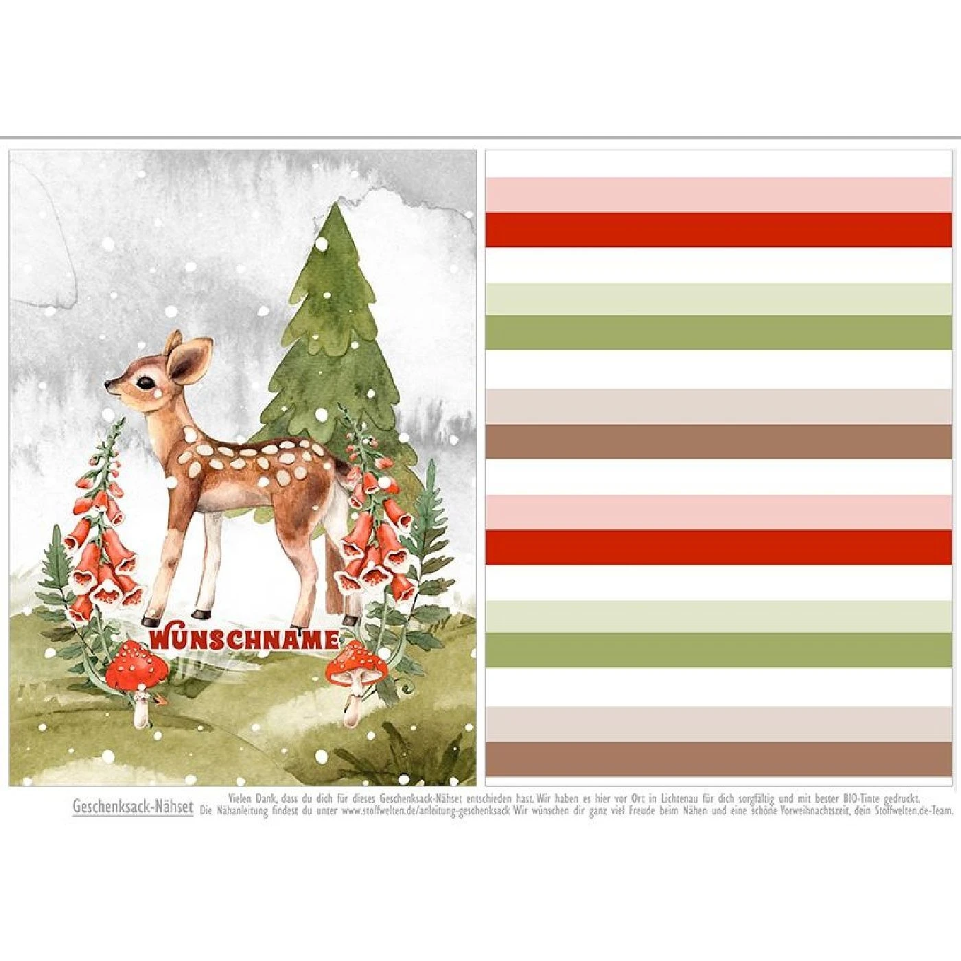 Nähset XXL Riesen WUNSCHNAME Geschenke-Sack Reh, Im Wald, Canvas 4 Nähset XXL Riesen WUNSCHNAME Geschenke-Sack Reh, Im Wald, Canvas – Bild 2