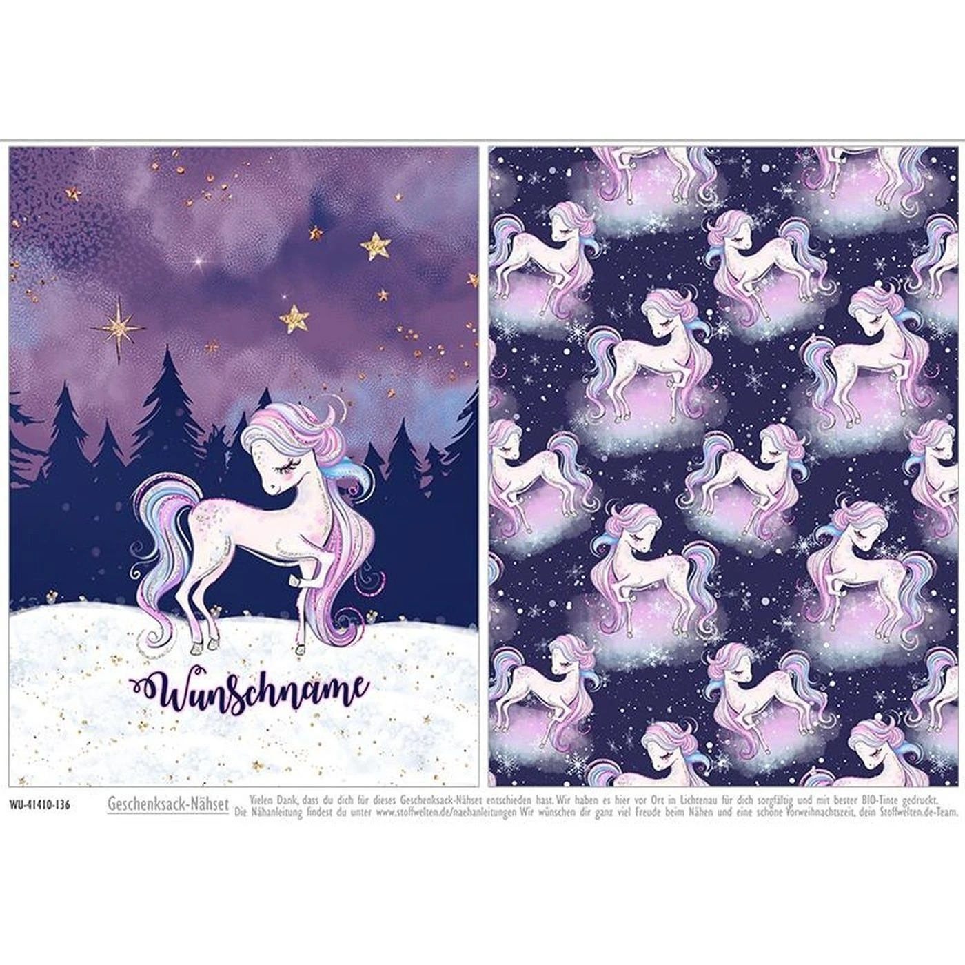 Nähset XXL Riesen WUNSCHNAME Geschenke-Sack Weihnachtspony Weihnachtsabend, Canvas 4 Nähset XXL Riesen WUNSCHNAME Geschenke-Sack Weihnachtspony Weihnachtsabend, Canvas – Bild 2