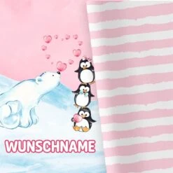 Pinguin Party (PANEL + Kombistoff + Wunschname) Eisbär, Bio-Jersey