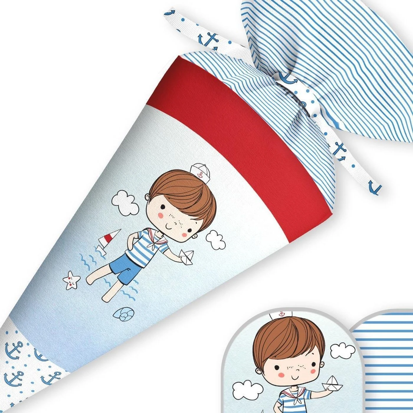 Schultüte Ahoi Kleiner Junge, Nähset Mit Rohling 4 Schultüte Ahoi Kleiner Junge, Nähset Mit Rohling – Bild 2