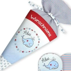 Schultüte Ahoi Wal, Nähset Mit Rohling -STOFFWELTEN Verkäufe schultuete ahoi wal naehset mit rohling 13